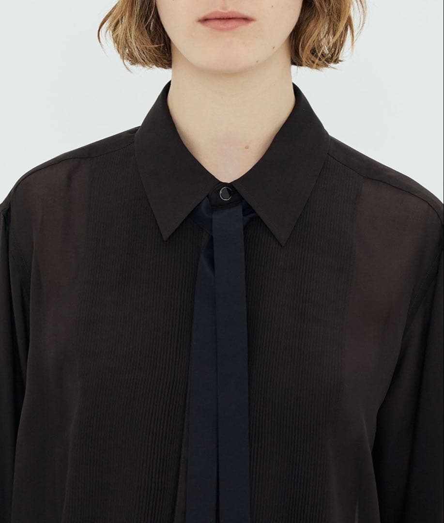 トゥモローランドビー シルクローン ボザムシャツ ダークブラウン シルク100%