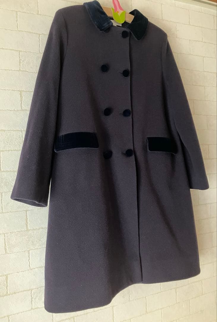 美品　イタリア製　140 ウール　ネイビーフォーマルコート　お受験　通塾