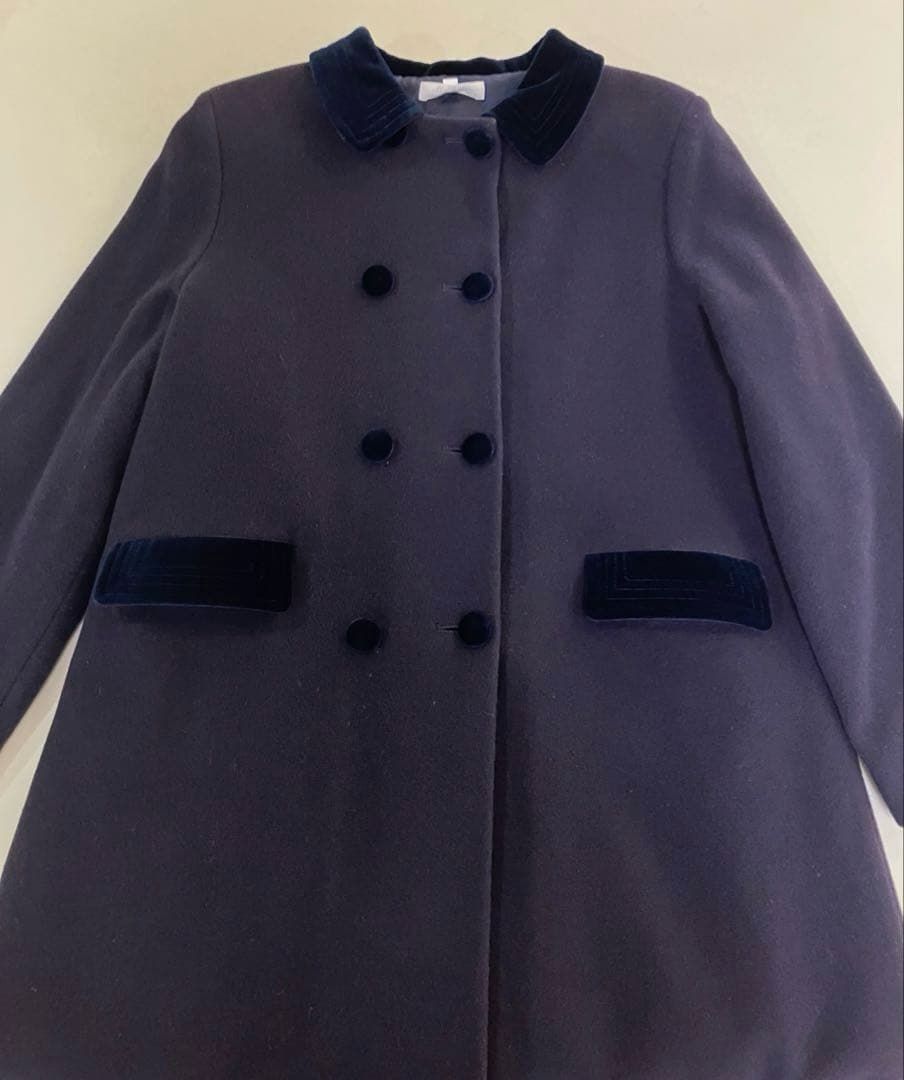 美品　イタリア製　140 ウール　ネイビーフォーマルコート　お受験　通塾