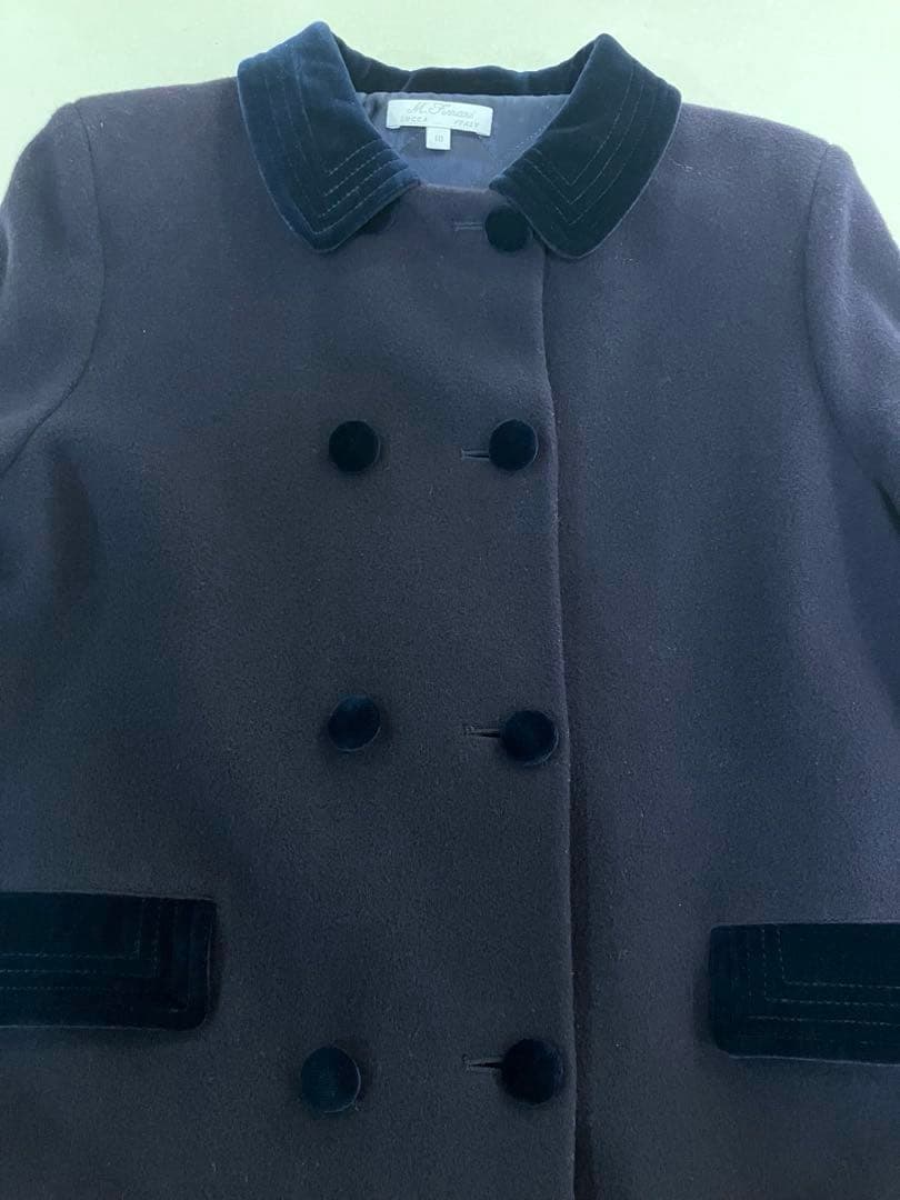 美品　イタリア製　140 ウール　ネイビーフォーマルコート　お受験　通塾