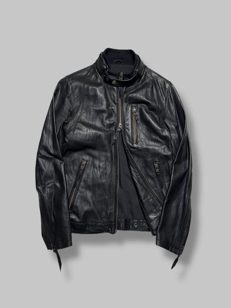 ジャケット・アウター 00s Gloster Black Leather Rider Jacket