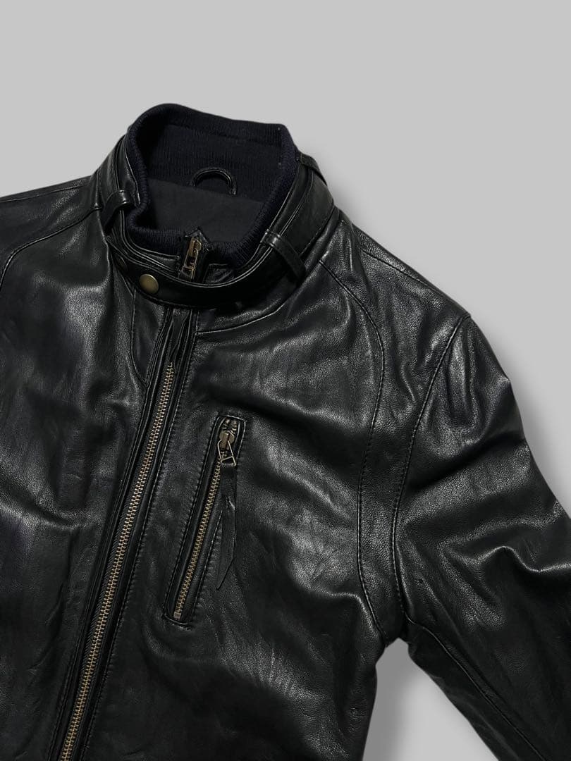 ジャケット・アウター 00s Gloster Black Leather Rider Jacket