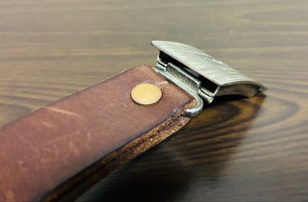 【希少】RRL レザーベルト　スライダーバックル　シルバー　ブラウン　廃盤モデル