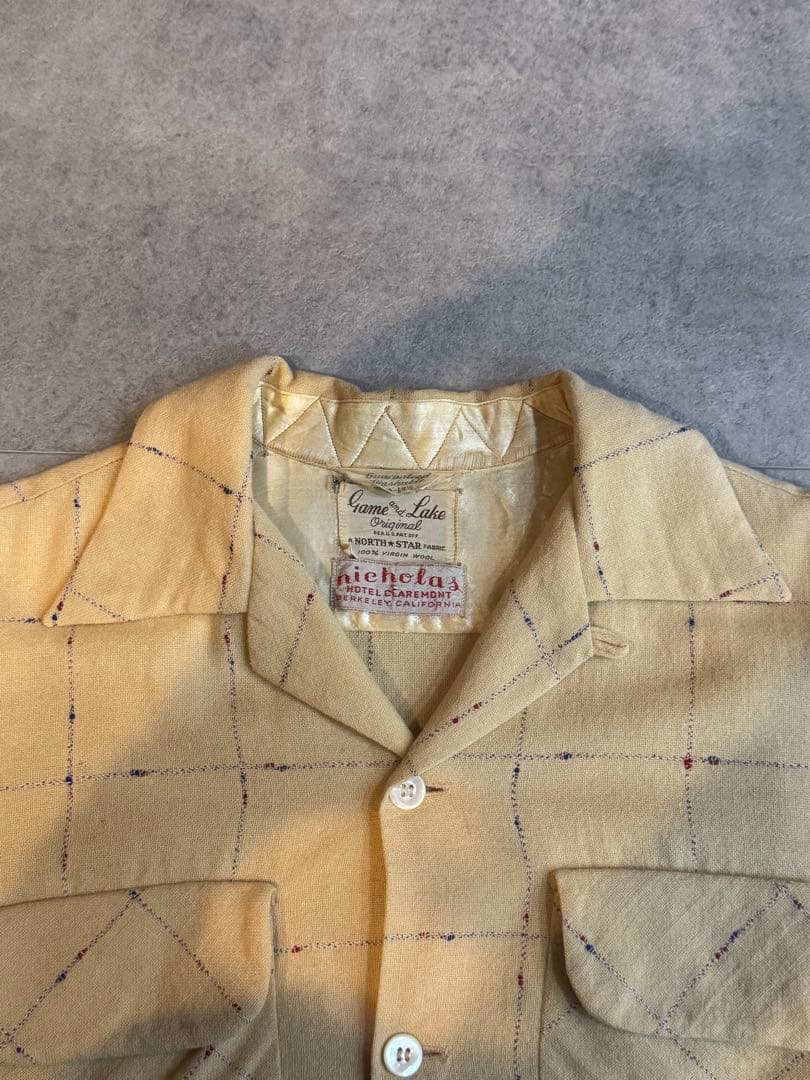 40'S～50'S ヴィンテージ ネップウールシャツ イエロー M 14 1/2