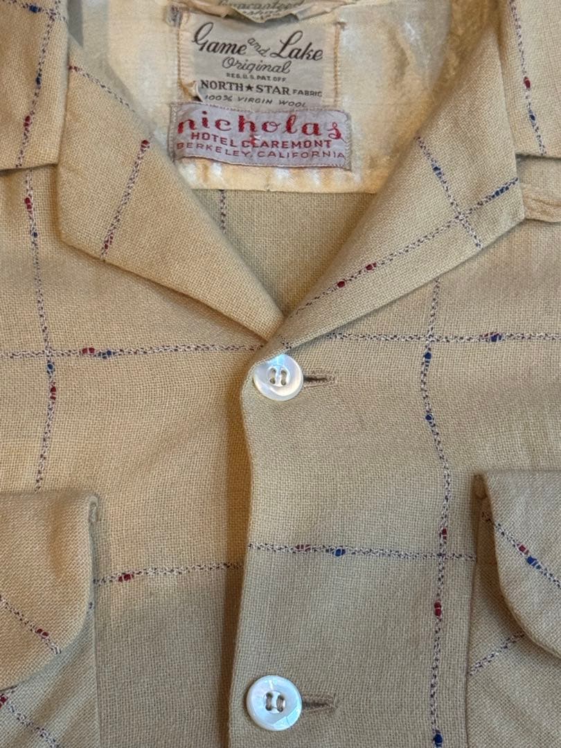 40'S～50'S ヴィンテージ ネップウールシャツ イエロー M 14 1/2