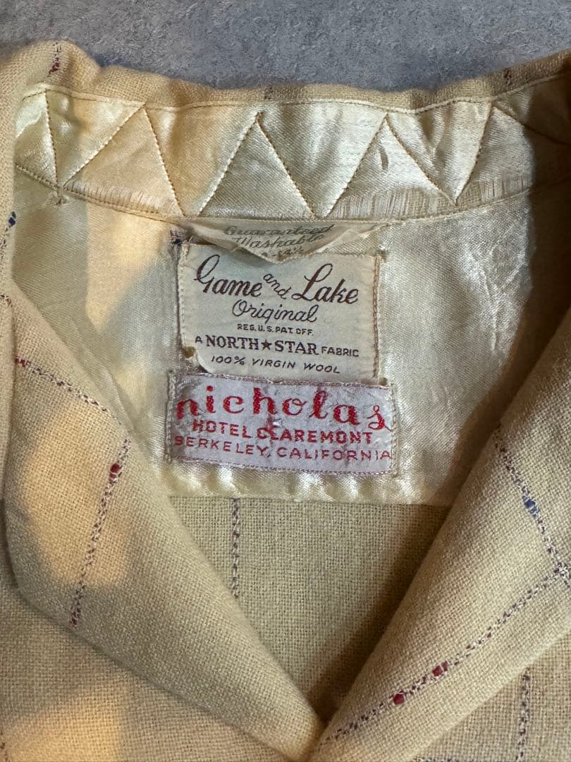 40'S～50'S ヴィンテージ ネップウールシャツ イエロー M 14 1/2