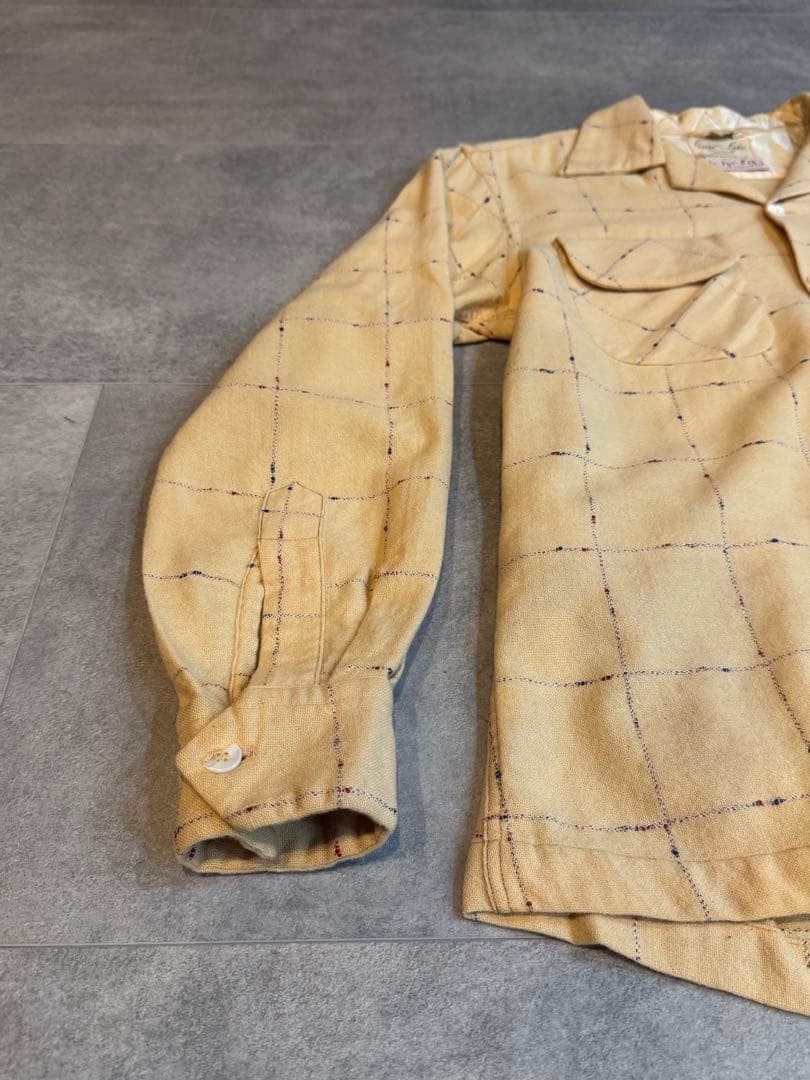 40'S～50'S ヴィンテージ ネップウールシャツ イエロー M 14 1/2