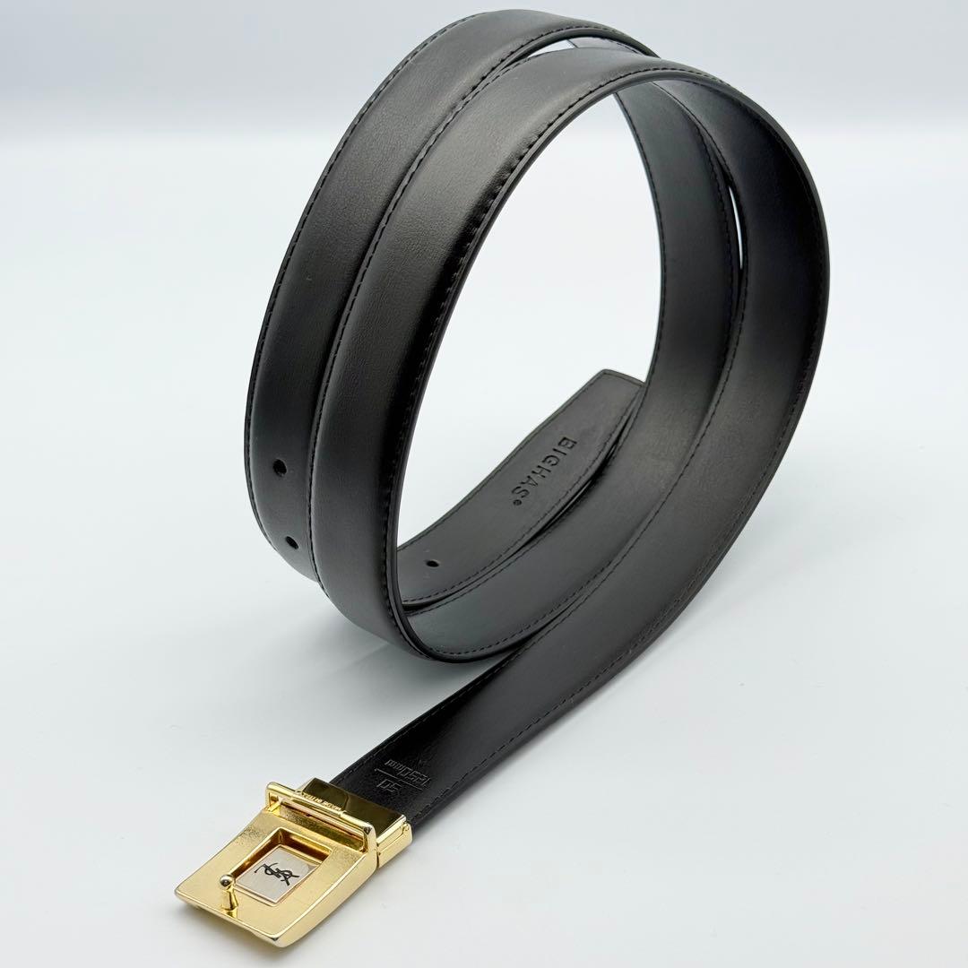 ✨美品✨サンローラン ベルト ゴールド金具 本革 新品ベルト リバーシブルロゴ