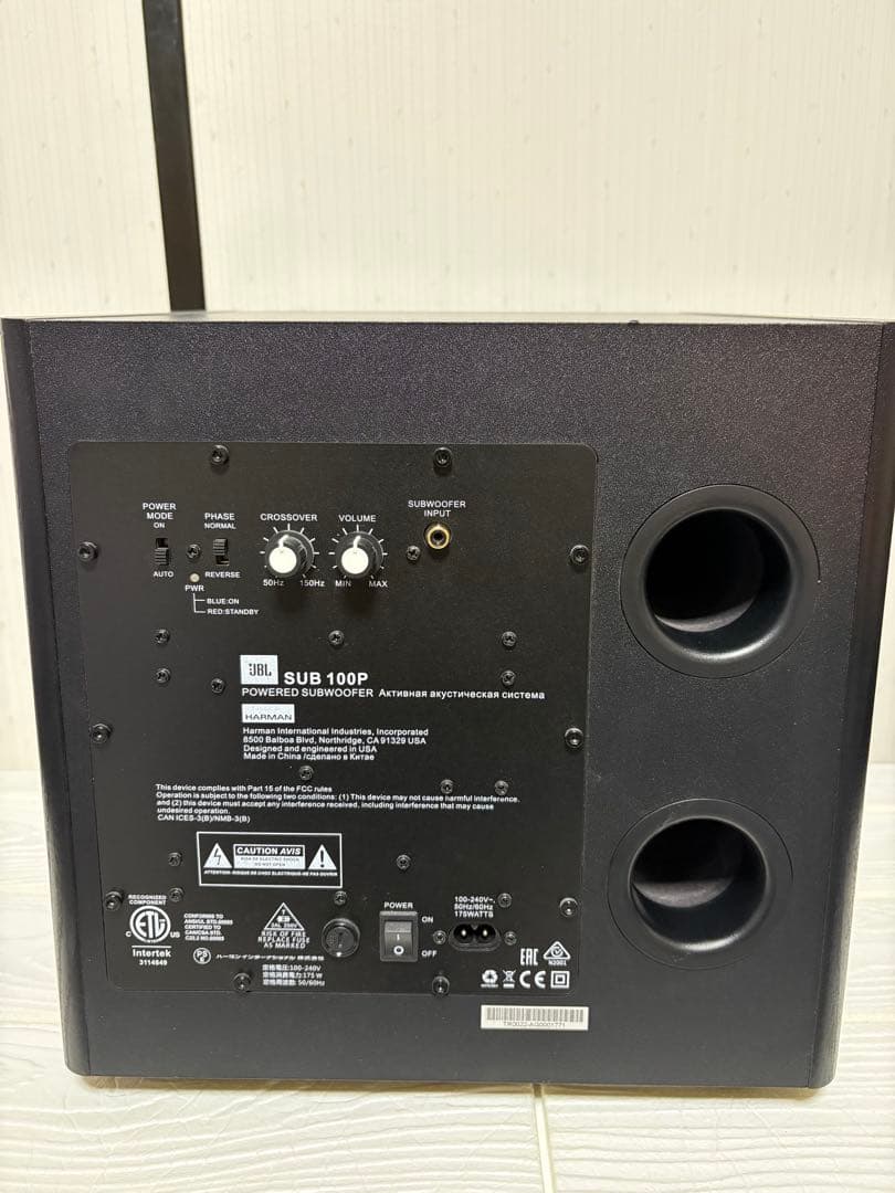 JBL サブウーファー SUB100P 動作確認済み