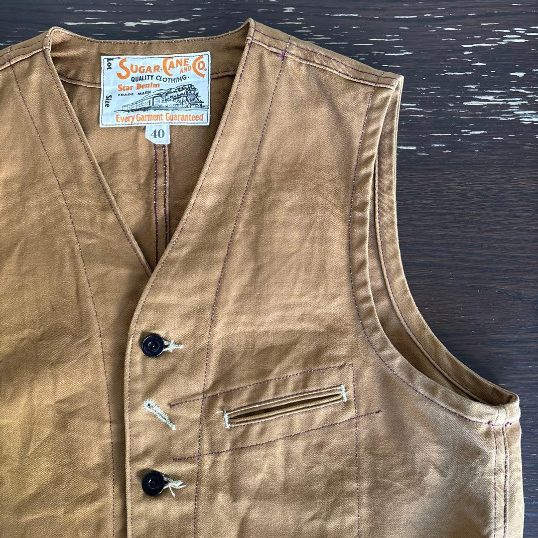 シュガーケーン SUGAR CANE 13oz ブラウンダック ワーク ベスト