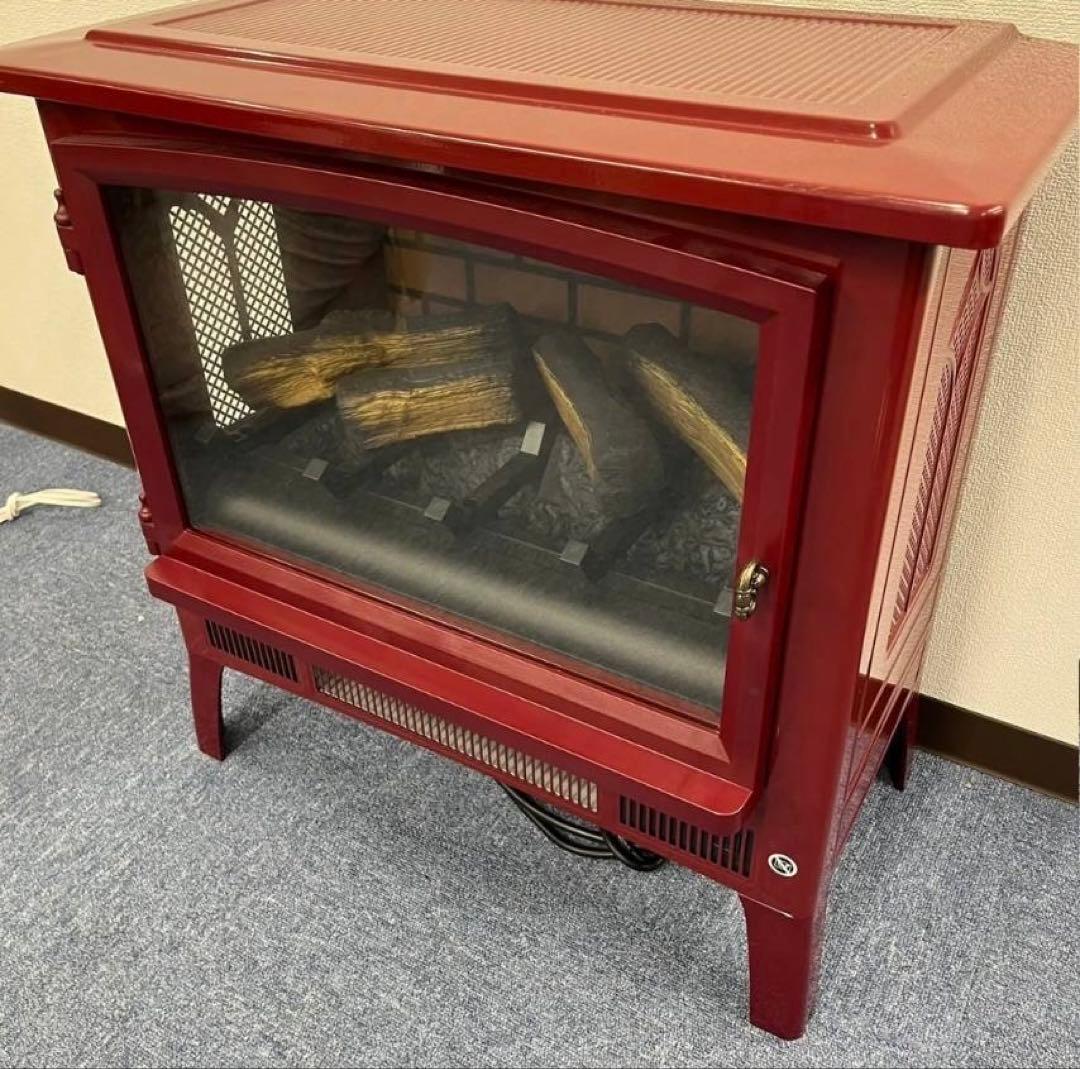 QVCジャパン 暖炉風電気温風機 暖炉型ファンヒーター パワーヒート ラージ赤