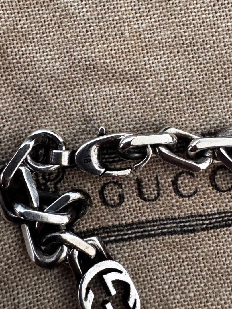 GUCCI シルバーチェーンブレスレット 保存袋付き