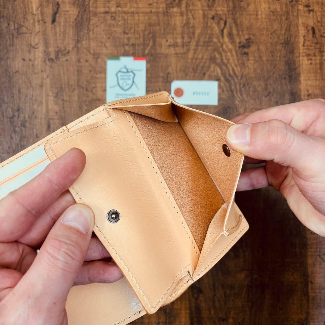 サドルレザー ヌメ革 三つ折り財布 メンズ財布 長財布 本革 ハンドメイド