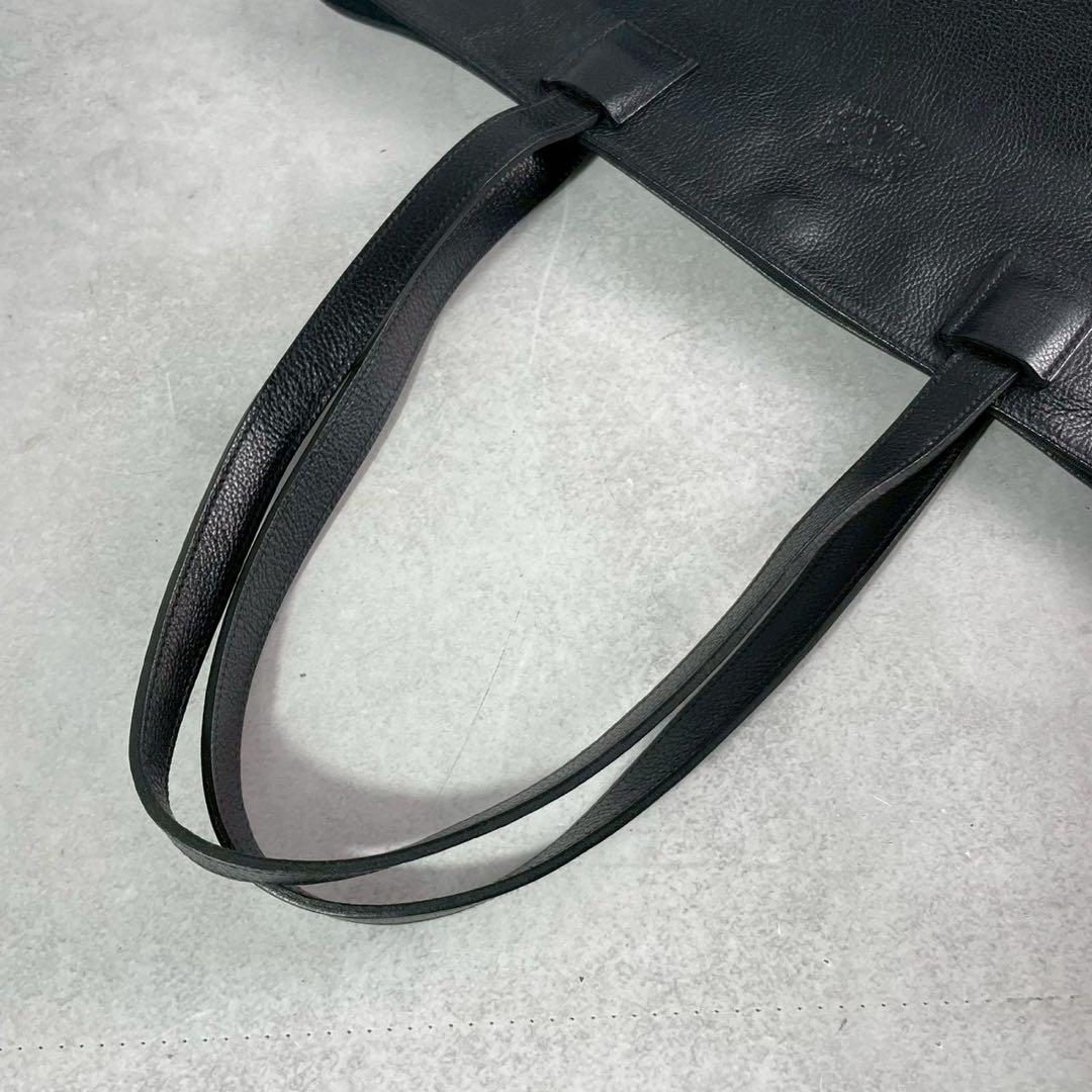 未使用級 イルビゾンテ トートバッグ 肩掛け ロゴ型押し ヌメ レザー ブラック