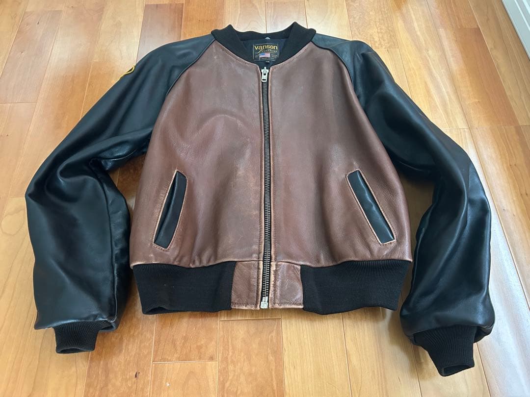 vanson TJ 42 ブラウン×ブラック レザージャケット チームジャケット