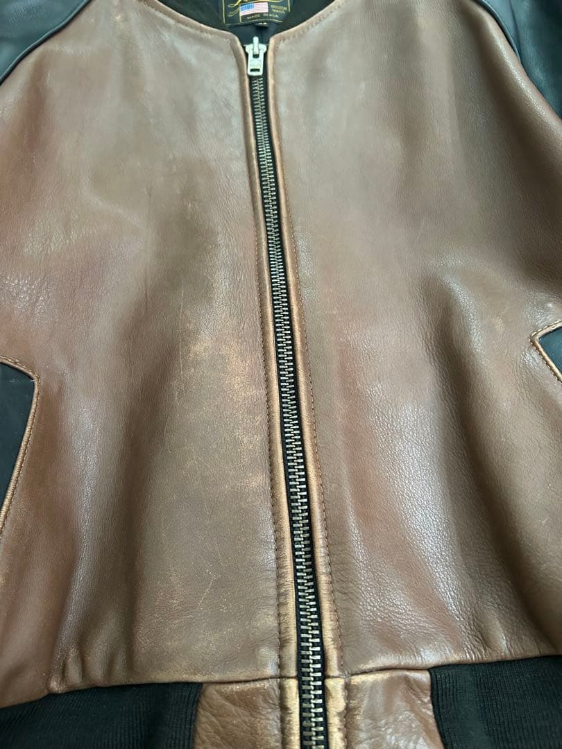 vanson TJ 42 ブラウン×ブラック レザージャケット チームジャケット