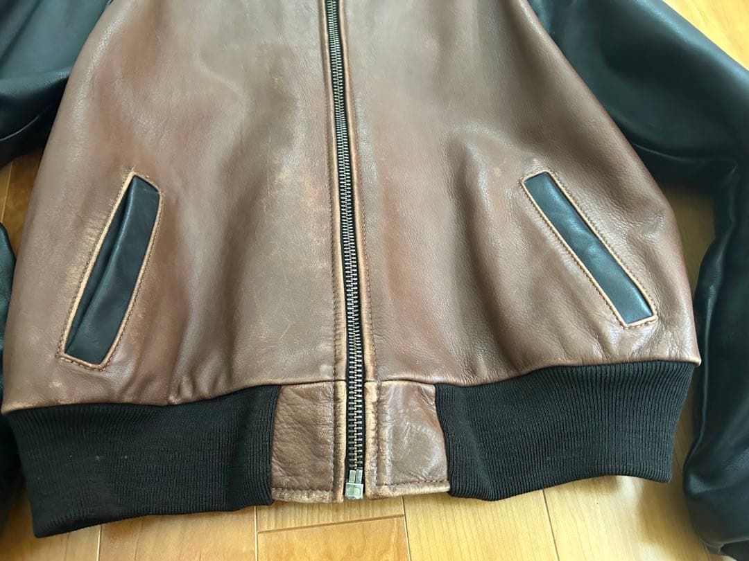 vanson TJ 42 ブラウン×ブラック レザージャケット チームジャケット