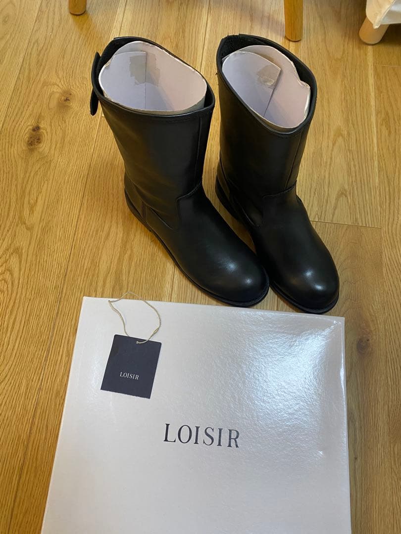 【新品】LOISIR ブラック レザーブーツ　Mサイズ　23.5-24.0