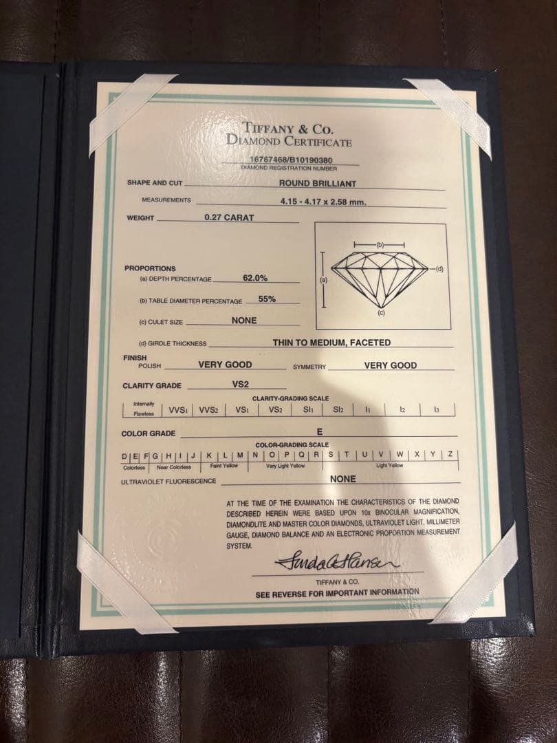 Tiffany婚約指輪0.27ct ９号