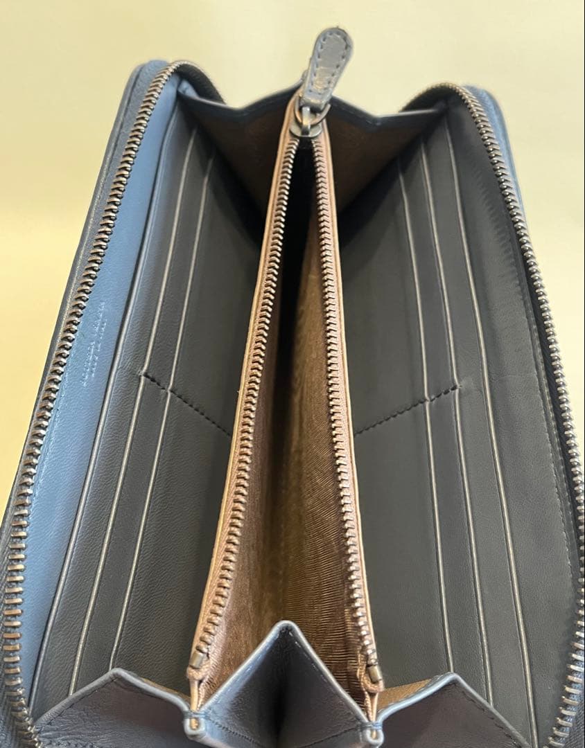 Bottega Veneta ネイビー 長財布 イントレチャート