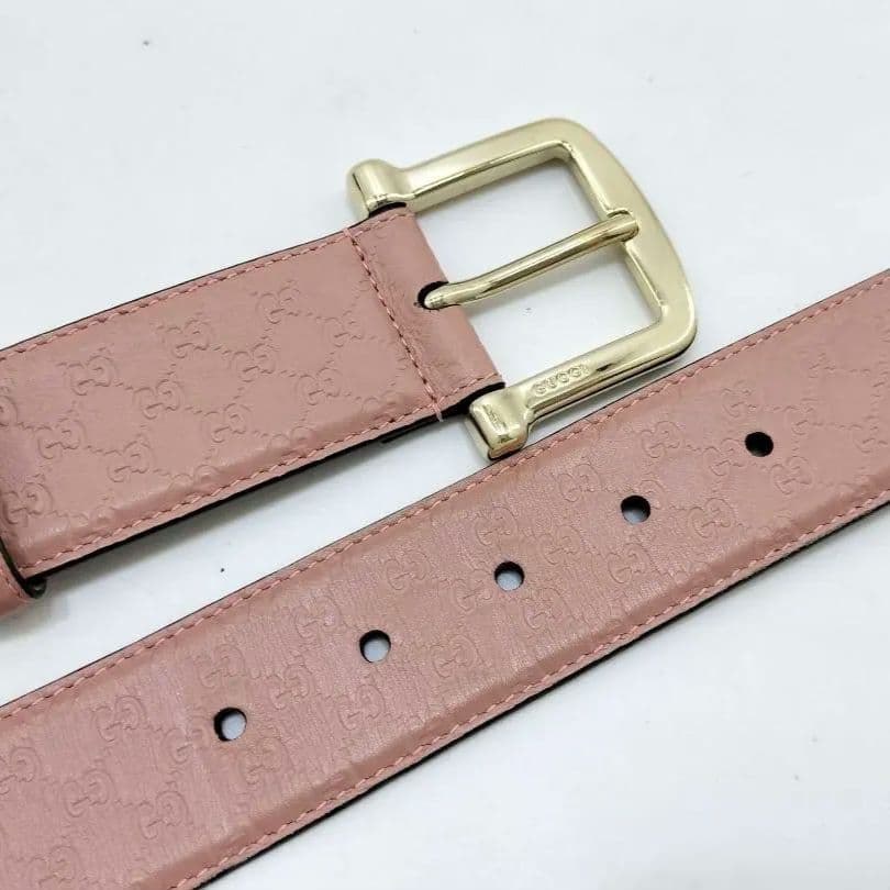 GUCCI マイクロGG レザーベルト ピンク 93±5 幅3.8cm d02