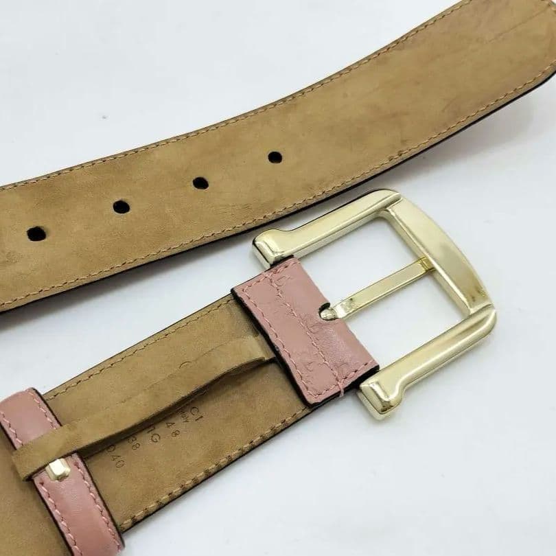 GUCCI マイクロGG レザーベルト ピンク 93±5 幅3.8cm d02