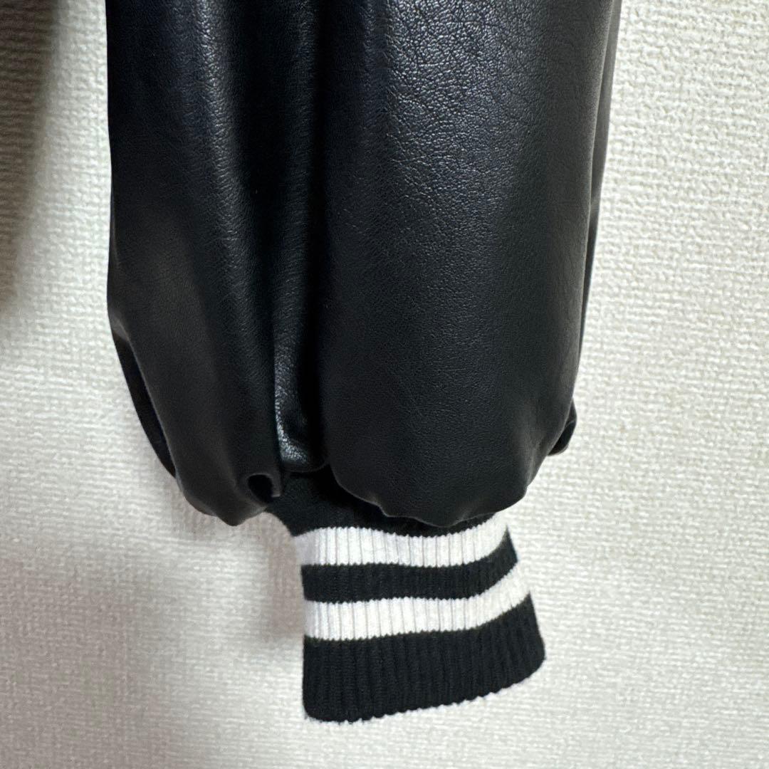 GYDA GG Padding スタジャン BLACK レザー　レディース