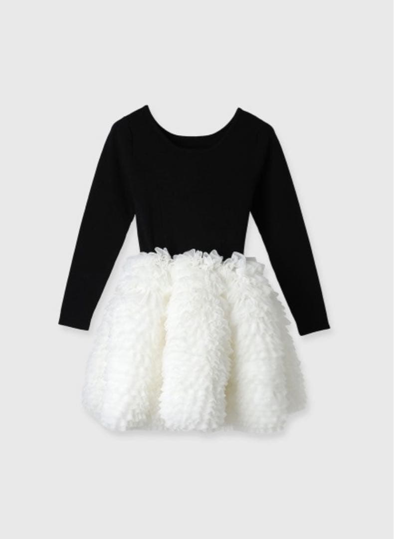 ボリュームチュールフリルニットワンピース