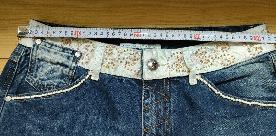 Sculptor Beaded Waist Denim Pantsインディゴブル