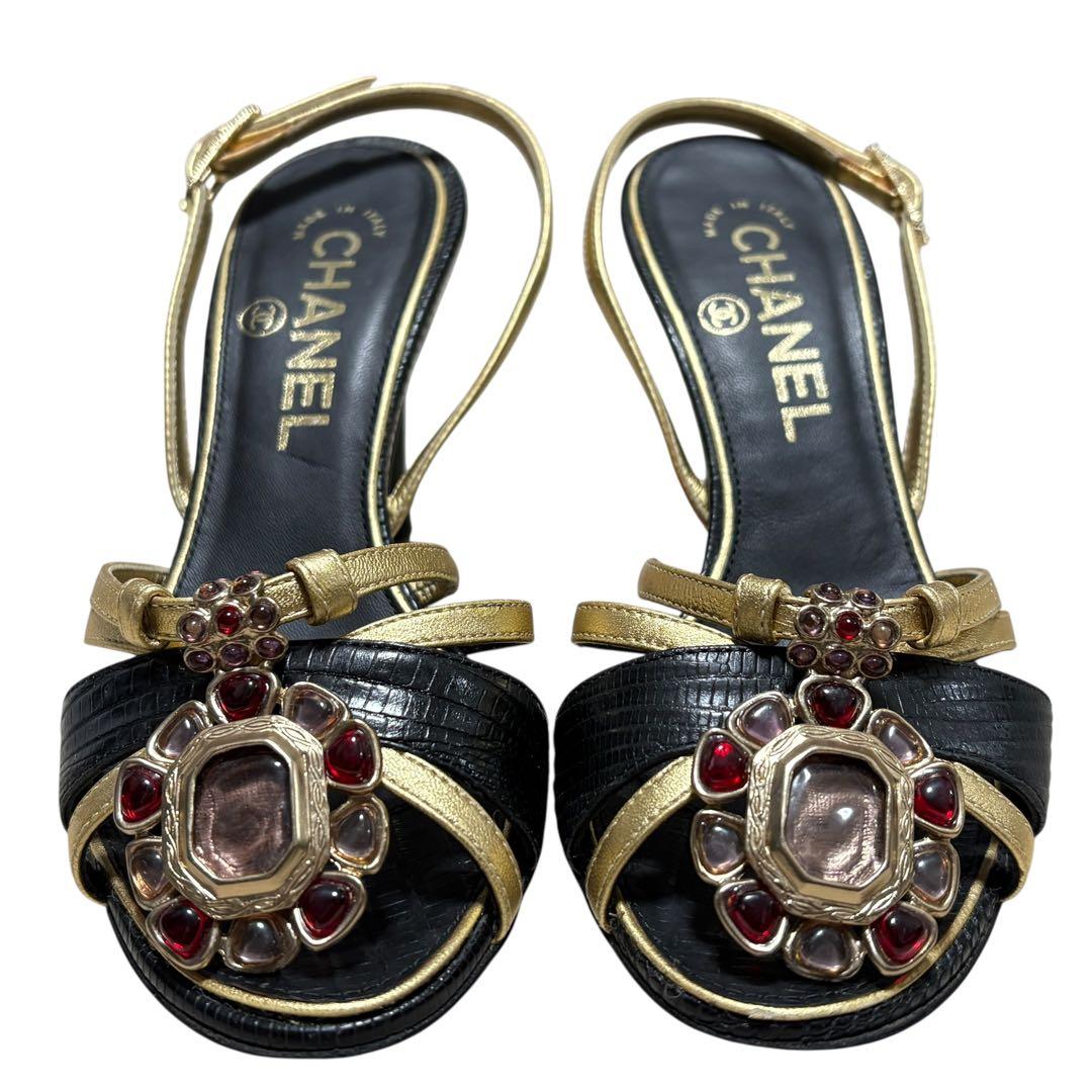 CHANEL シャネル グリポア ヒールサンダル 34