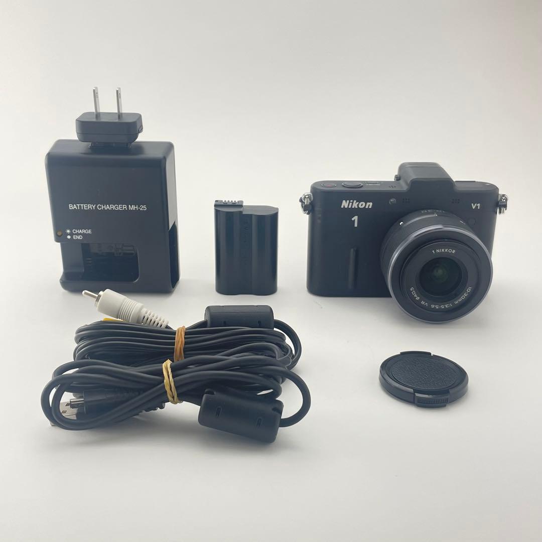 【ファインダー綺麗・返品保証】Nikon1 V1 ブラック 標準レンズキット