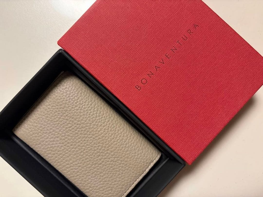 ボナベンチュラ ビジネスカードケース シュリンクレザー グレージュ名刺入れ