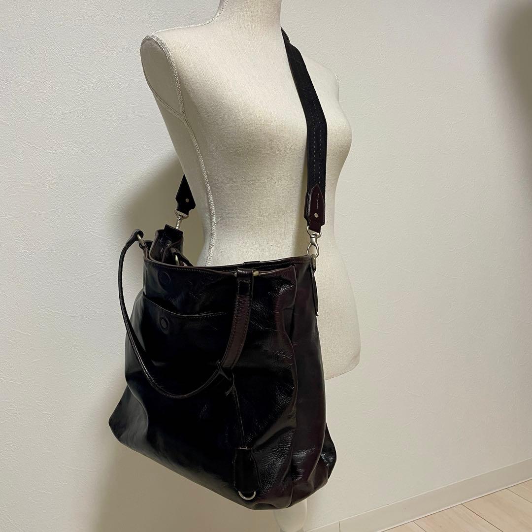 【おかか*無言取引】アニアリ　トートバッグ　ブラウン　オールレザー