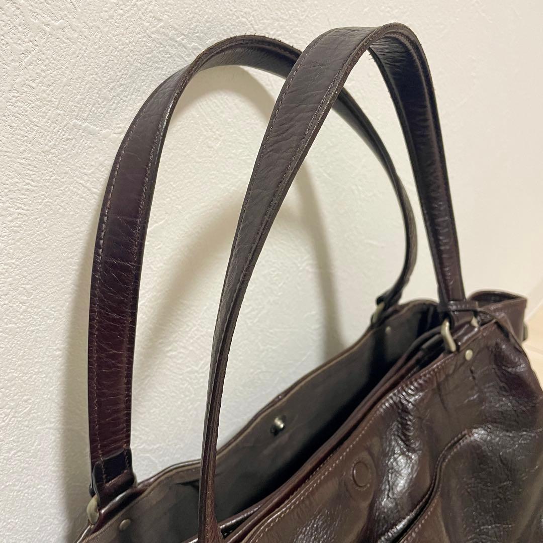 【おかか*無言取引】アニアリ　トートバッグ　ブラウン　オールレザー