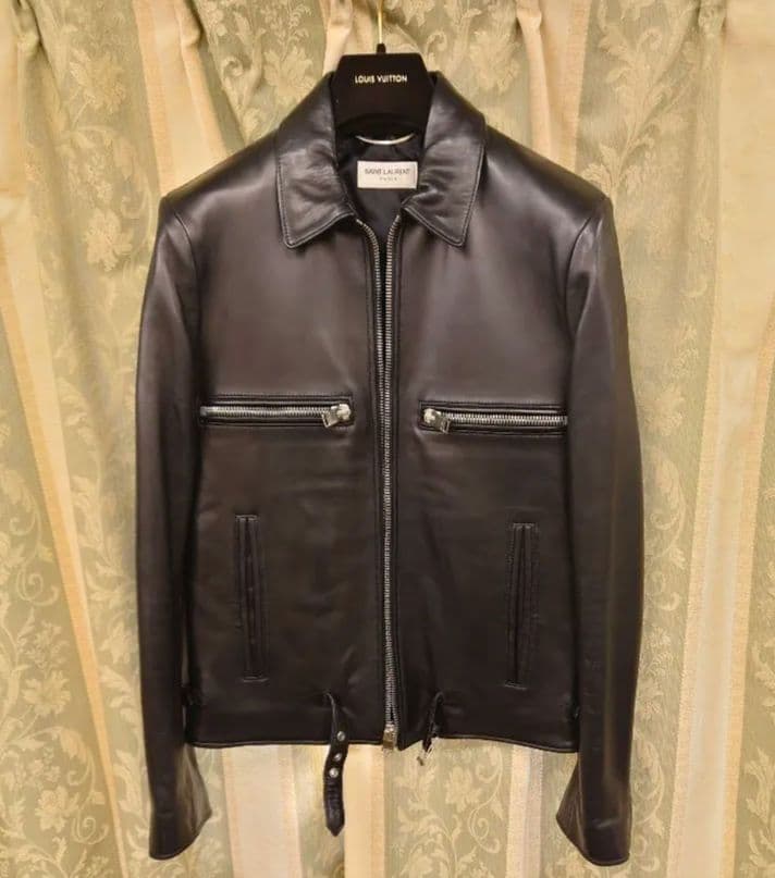 【46・エディ期】SAINT LAURENT ラムレザー キース型 黒 極美品