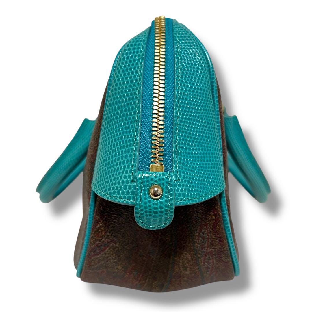 美品 ETRO ミニボストンバッグ ハンドバッグ PVC ペイズリー 保存袋付き