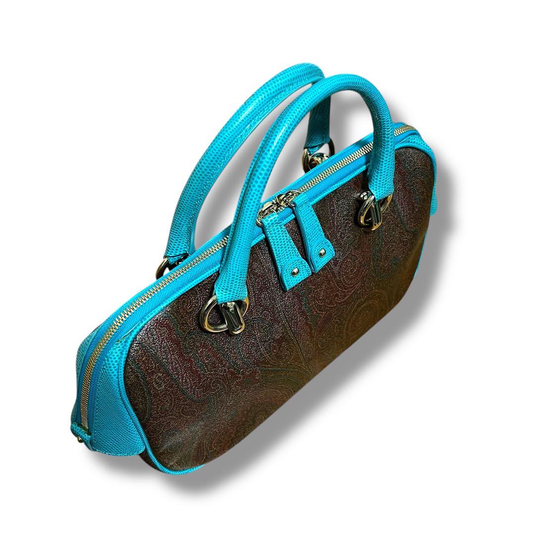 美品 ETRO ミニボストンバッグ ハンドバッグ PVC ペイズリー 保存袋付き