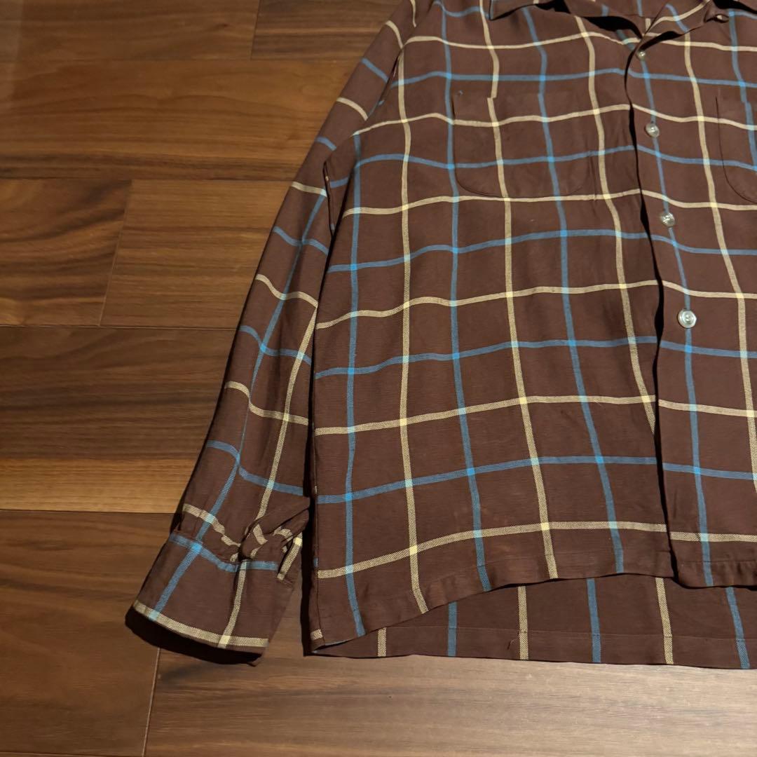 50s 60s Mac Phergus レーヨンシャツ　ビッグサイズ　茶