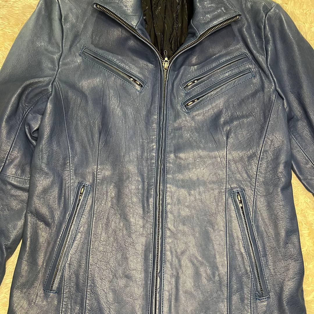 FUGA シングル ライダース ジャケット ジップ Y2K 総柄 ハイネック