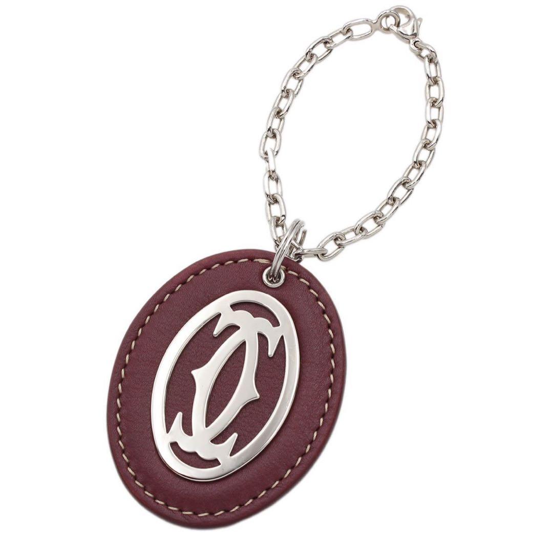 H2874 未使用 カルティエ 2C レザー キーホルダー