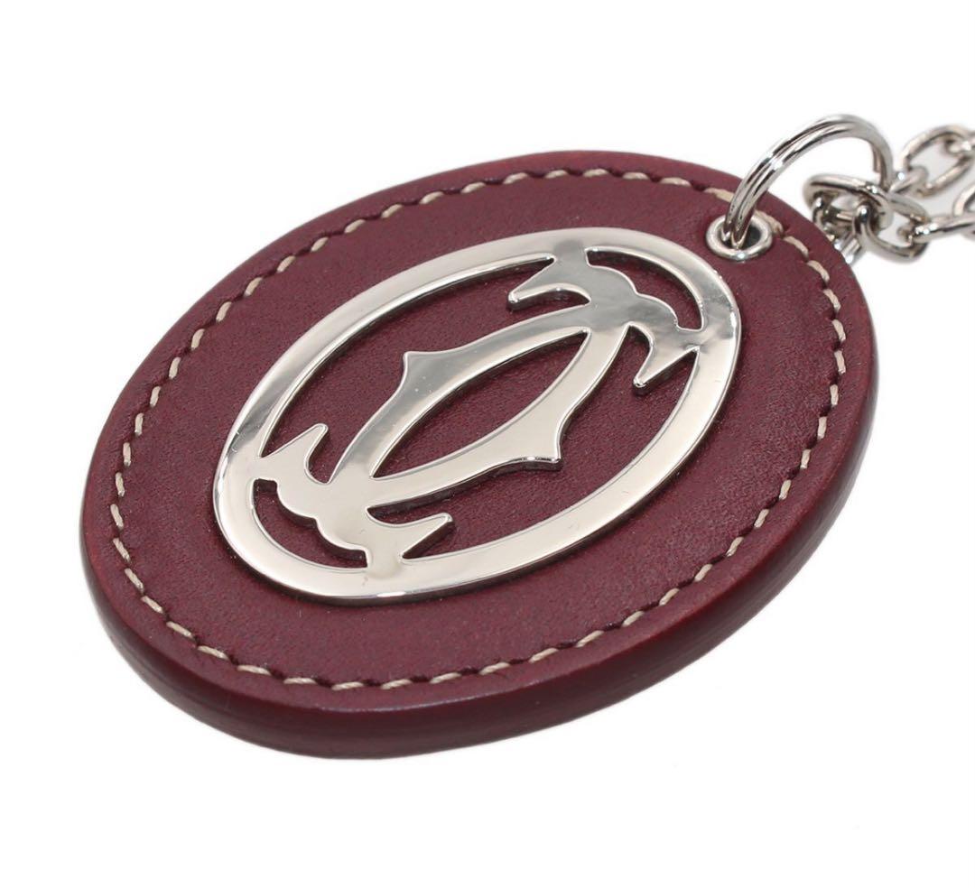 H2874 未使用 カルティエ 2C レザー キーホルダー