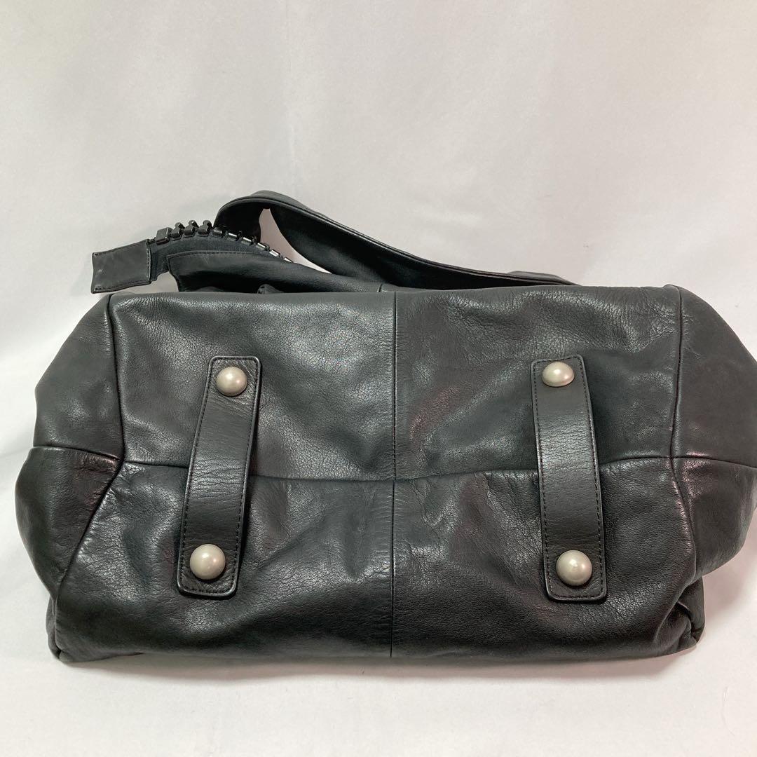 【美品】kawa-kawa カワカワ ボストン レザー ビッグファスナー BK