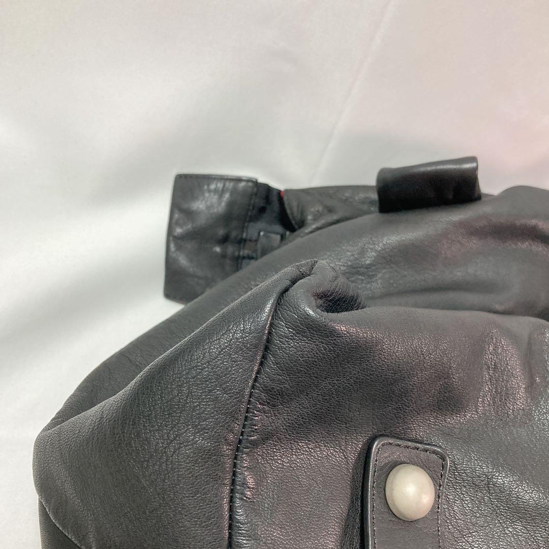 【美品】kawa-kawa カワカワ ボストン レザー ビッグファスナー BK