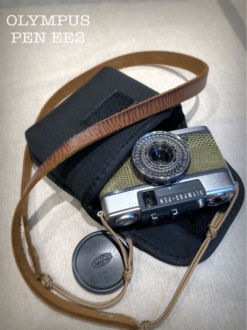 ★フィルム入門に！★オリンパスpen ee2 ★リザード本革グリーン★初期保証付