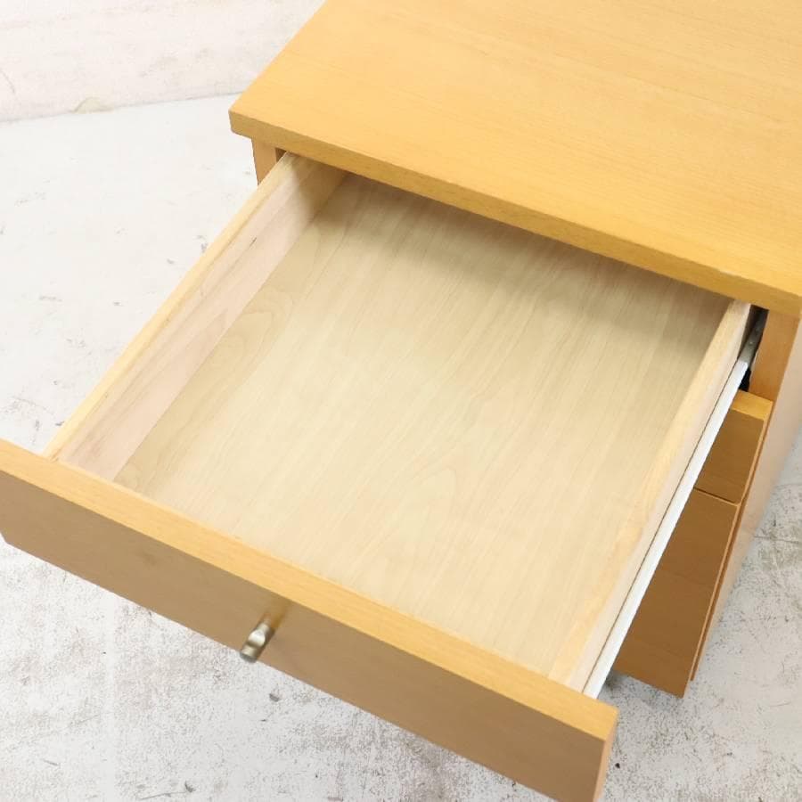 無印良品 廃番 3段 ビーチキャビネット デスクワゴン ブナ材 キャスター付き