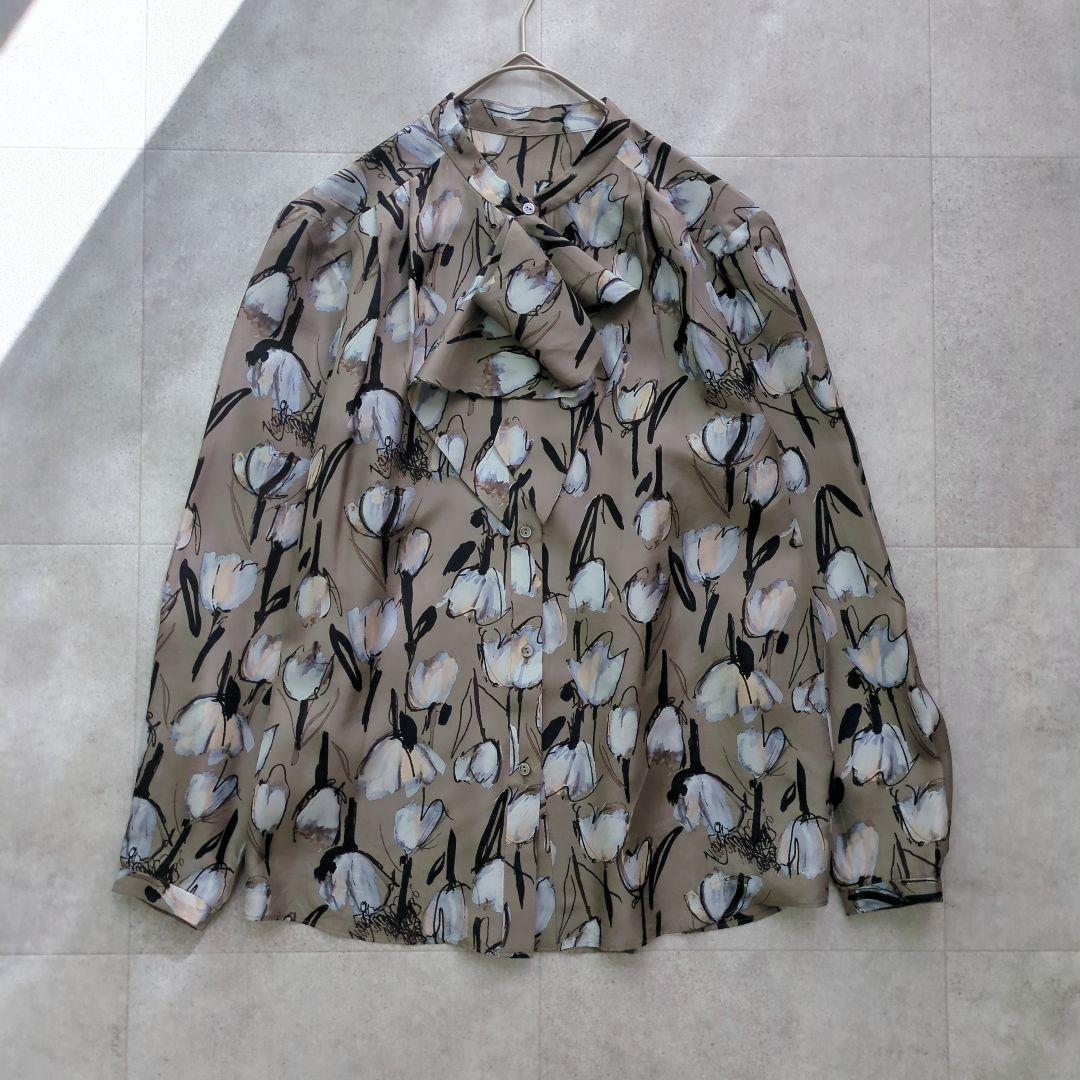 美品✨ トゥモローランドコレクション シルク100% ブラウス ボウタイ 花柄
