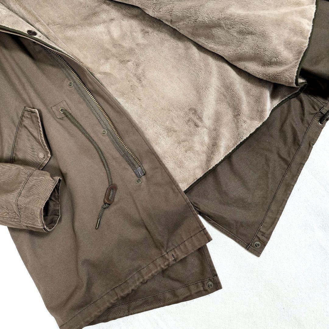 アダムエロペ モッズコート フード ボアライナー付 ロングコート ブラウン L