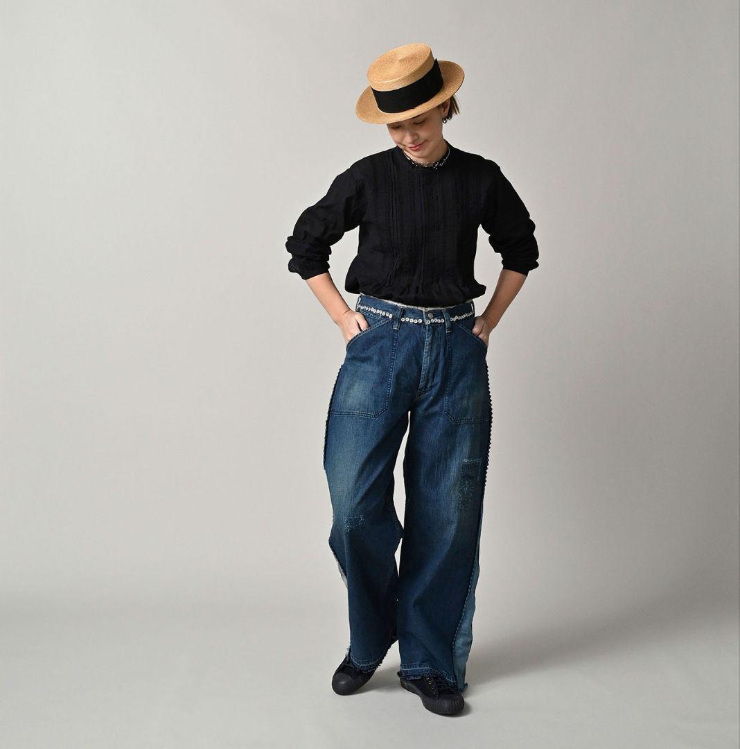 45R★麦比古デニムの908ペインターパンツ遖加工（happy刺し子）今季