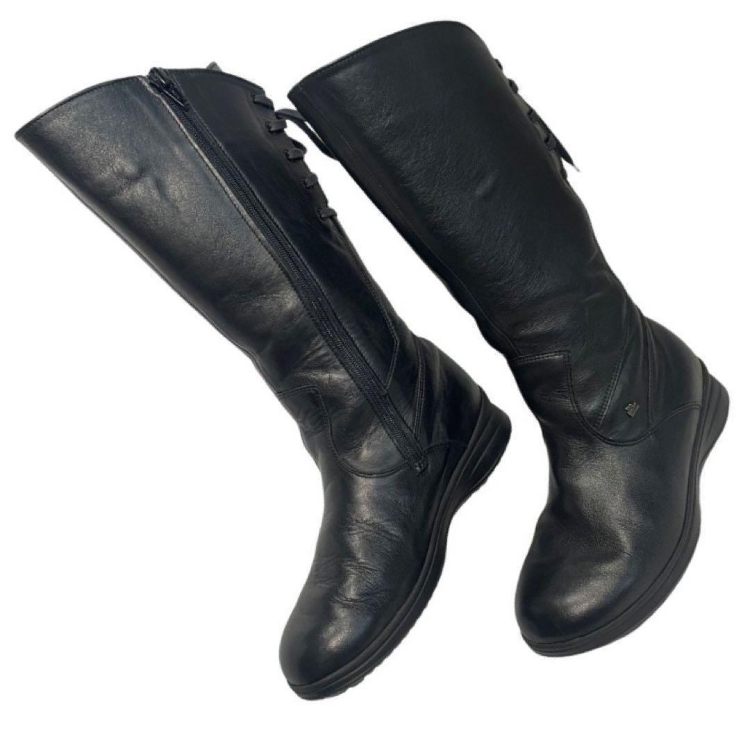 大人気✨フィンコンフォート　ミドルブーツ　サイドジップ　バックレース　3.5