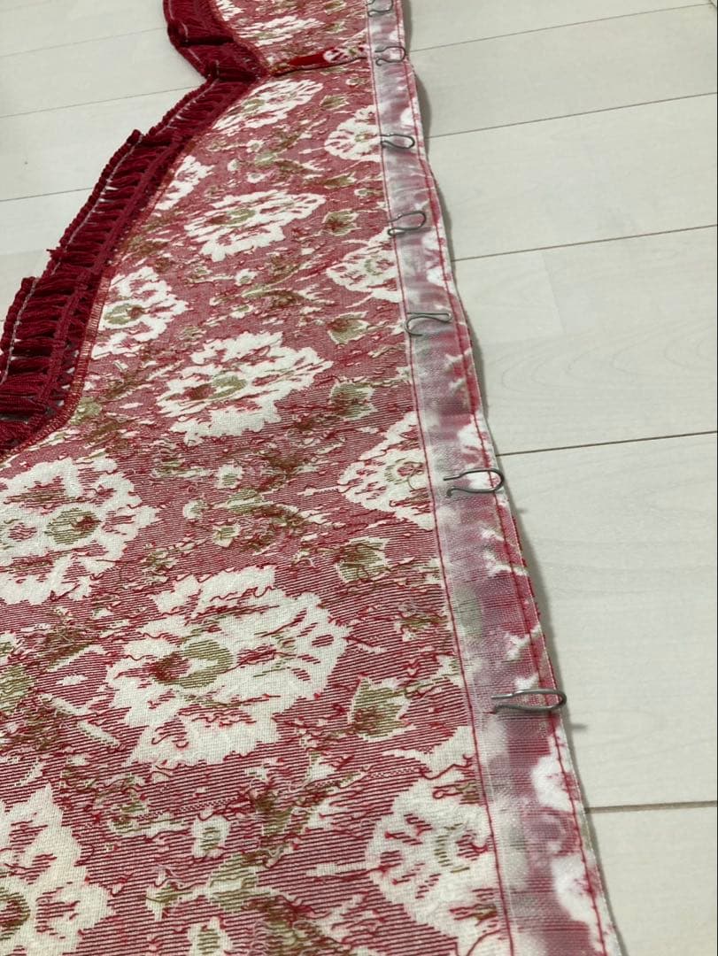 金華山　新格子　赤　五右衛門カーテン